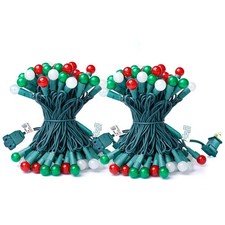 Christmas Lights 2 Pack 24FT 70 LED G15 Red White and Green Globe Christmas S...