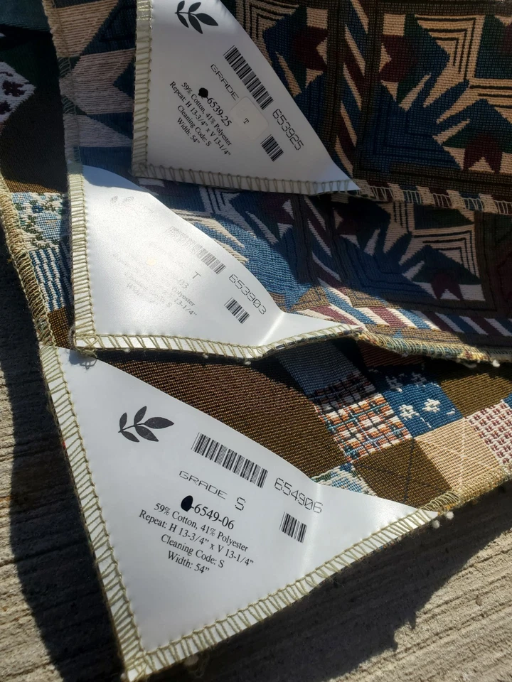 VTG Hickorycraft Furniture Fabric Samples 7 Swatches 25"x25" w/ Holder Quilt - Image 4 of 4