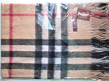 Pashmina Schal, Wolle; braun-schwarz, großkaro; 32 x180 cm; neu; TopQualität!!