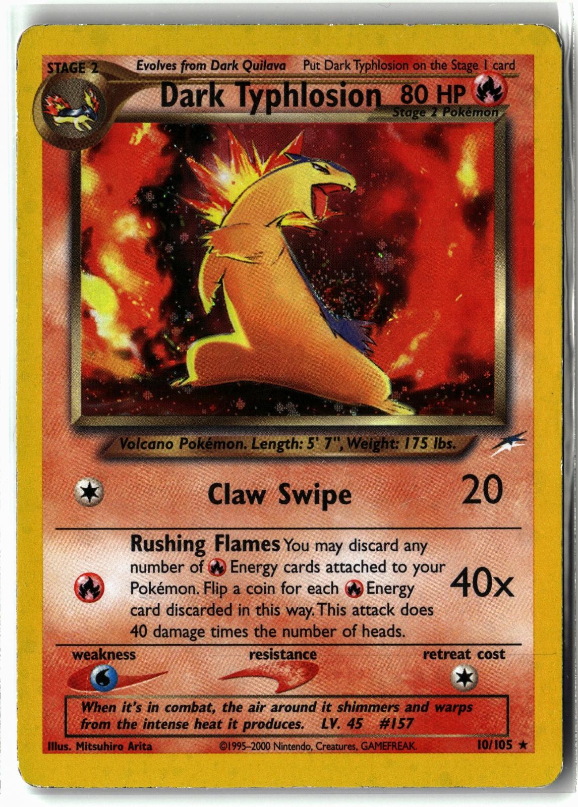 Dark Typhlosion ⭐️ 10/105 🌀 Swirl 🌀 Holo Rare Neo Destiny 2002 Pokemon LP