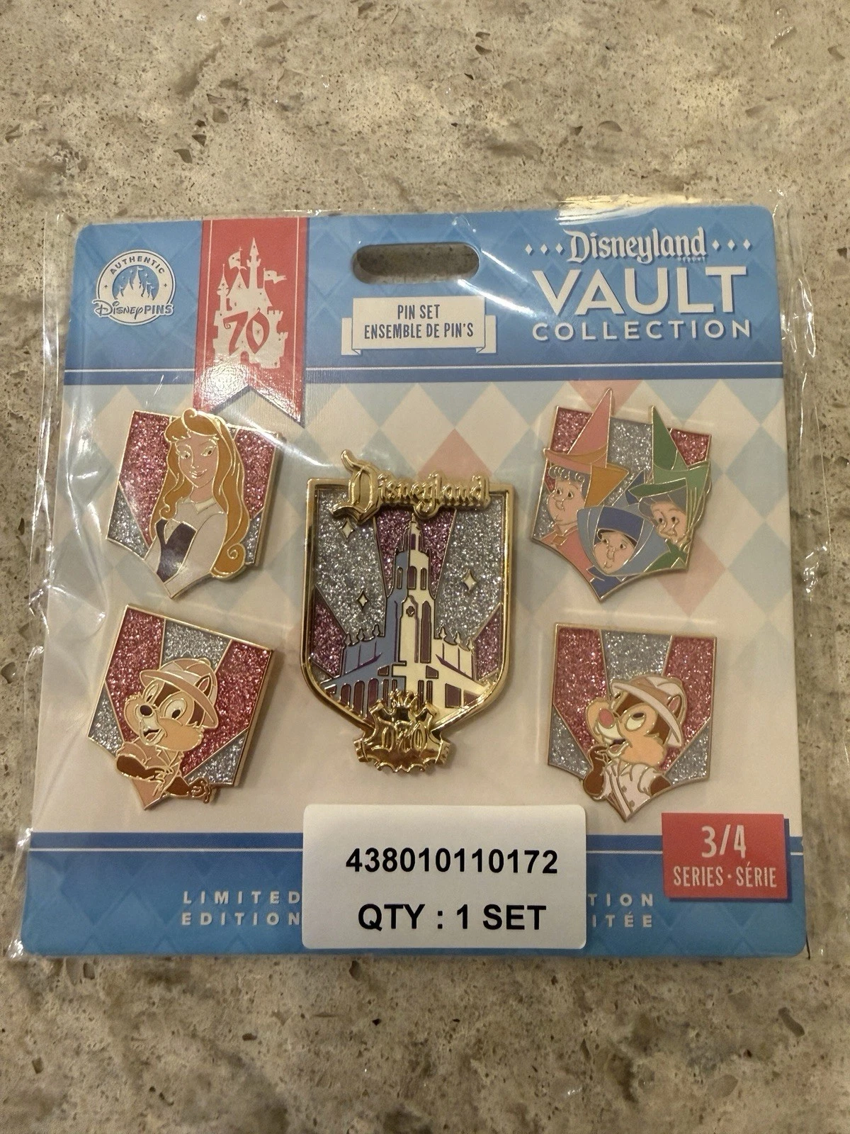 Disney Resort Disneyland 70th Anniversary Vault Collection Five Pin Set 3/4