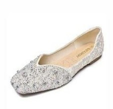 QXCXINGDY Women's Rhinestone Flats Square Low Heel Fashion Ballet Flats