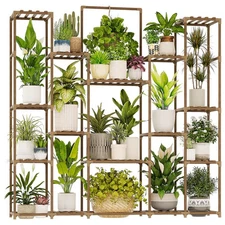 Bamworld Large Plant Shelf Plant Stand Indoor Hanging Tall Outdoor Plant Hold...