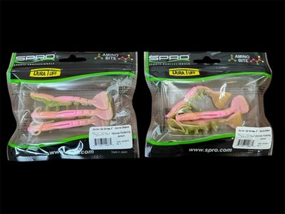 Lot of 2 SPRO Flutter Tail Shrimp 3  Electric Chicken Redfish Trout Soft Bait
