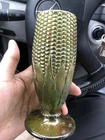 Nice Green Northwood Carnival Glass Corn Vase Stalk Base 8.25 Inches Tall.