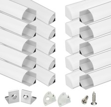 20Pack 3.3FT/1M V Shape LED Channel Silver Aluminum LED Strip Diffuser