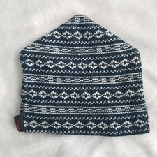 Vintage Wigwam Mills Ski Beanie Hat Cap Blue Patterned Knit Winter AOP