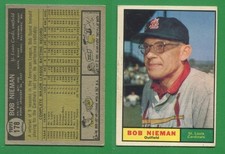 1961 Topps Baseball ~~~ BOB NIEMAN ~~~ No. 178 ~~~ Free S/H ~~/