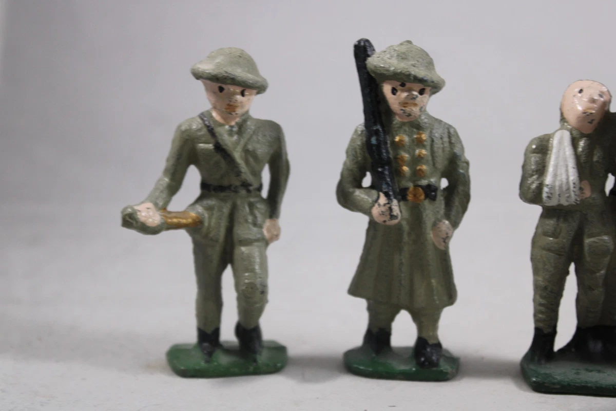 Antique 1920's WW1 Cast Iron Grey Iron US Soldier Wounded Gun Lot of 5