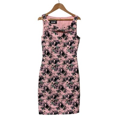 MOSCHINO Boutique All-over print ribbon sleeveless dress size 38 pink Women USED