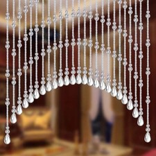 Beaded Curtain for Doorways,Hanging Glass Clear Crystal Door Beads Curtains f...