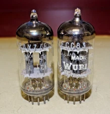 Pair, Amperex ECC83/12AX7 Radio/Audio Tubes, Holland, Branded Wurlitzer
