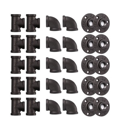 Home TZH 1/2'' Pipe Fitting, 30 Pack Gray Floor 1/2 Inch,