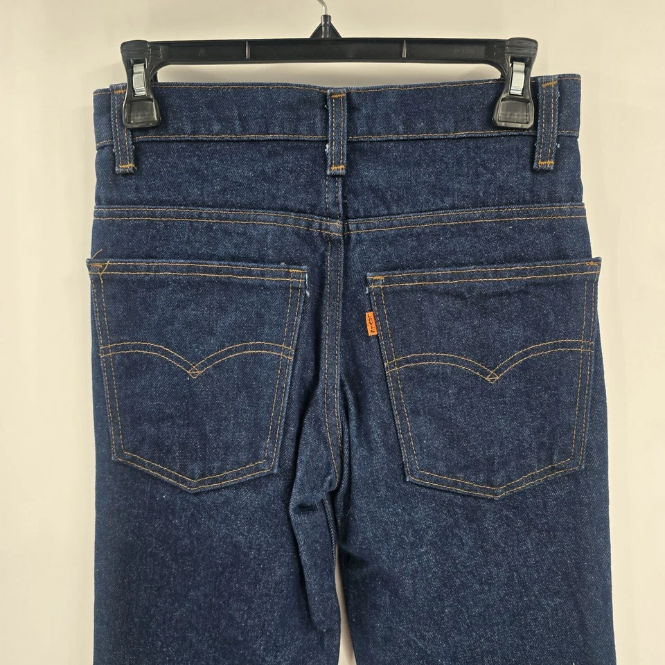 Jeans De Colección Levis 684 0217 Naranja Tab Hippie Bell Parte Inferior Super Flare Oscuros Años 80 28x36 Foto 3 de 4