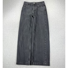 Zara baggy wide legDenim Jeans Women 2/26X29 Black High Rise Studded Y2K 90s