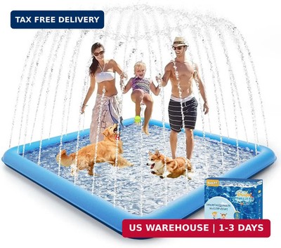 Raxurt Splash Pad, 107''- 80'' Non-Slip Splash Pad for Kids and Dogs, Thickened Du