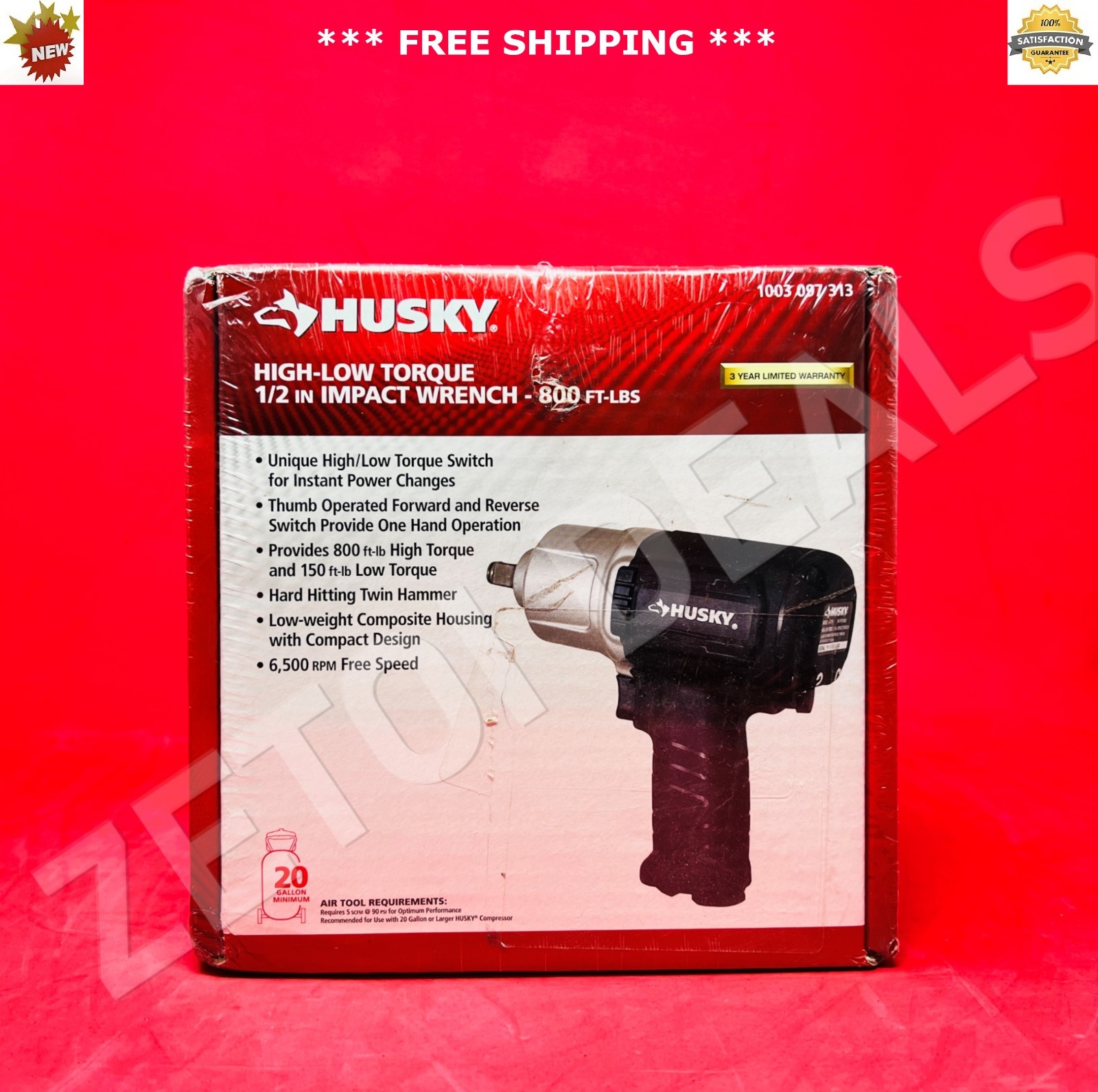 **BRAND NEW**HUSKY 800 ft/lbs torque high setting 1/2 in High-Low Impact Wrench