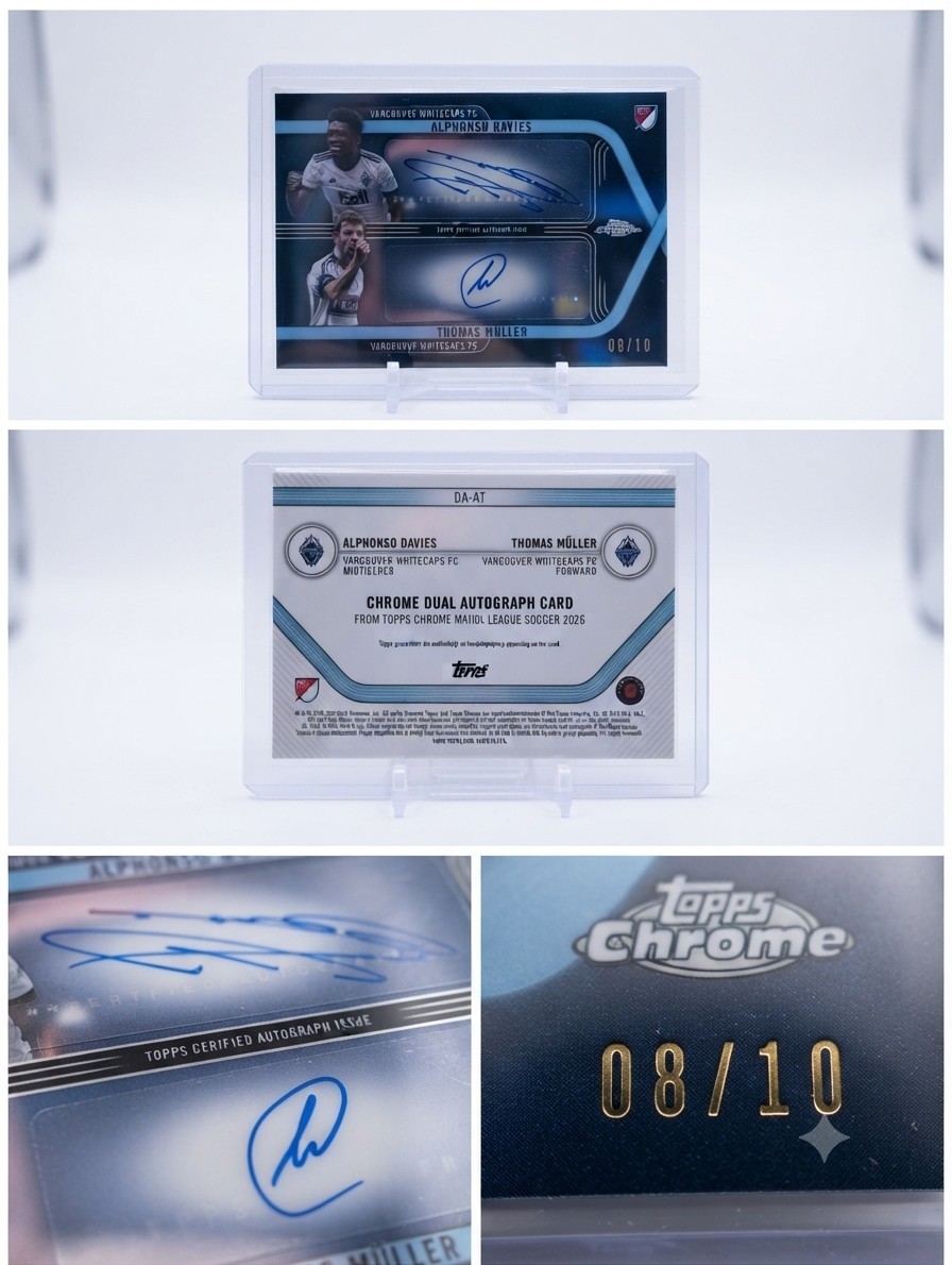 2026 Topps Chrome MLS Alphonso Davies Thomas Müller Dual Black Auto/10 Whitecaps view 4