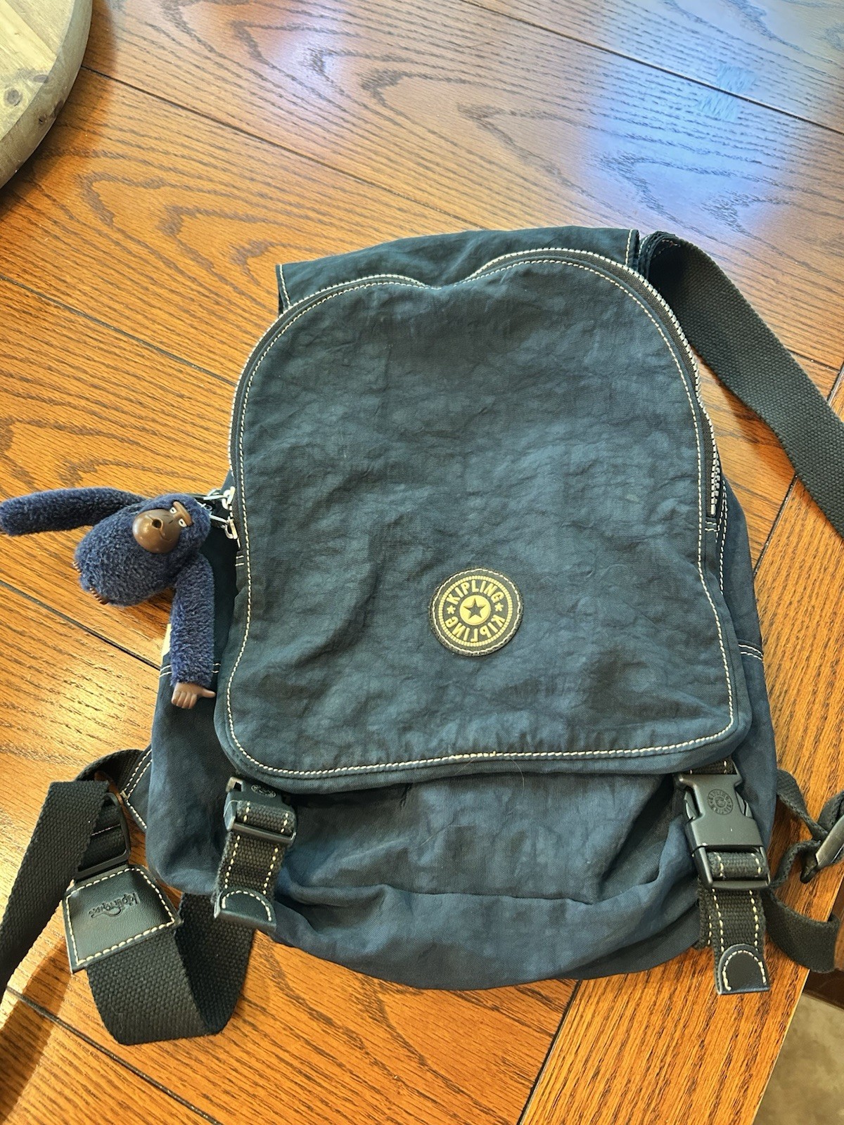 Kipling Backpack Navy Blue with Monkey Keychain - image 1