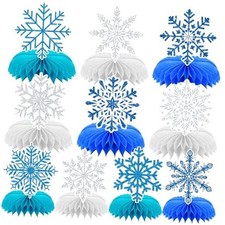 10 Pcs Snowflake Honeycomb Centerpieces  Blue White Snowflake Snowflake Style