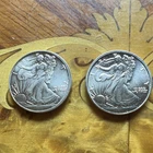 2 Walking Liberty Rounds .999 Fine Silver 1/10 Troy Oz Each, Total 2/10 Troy Oz