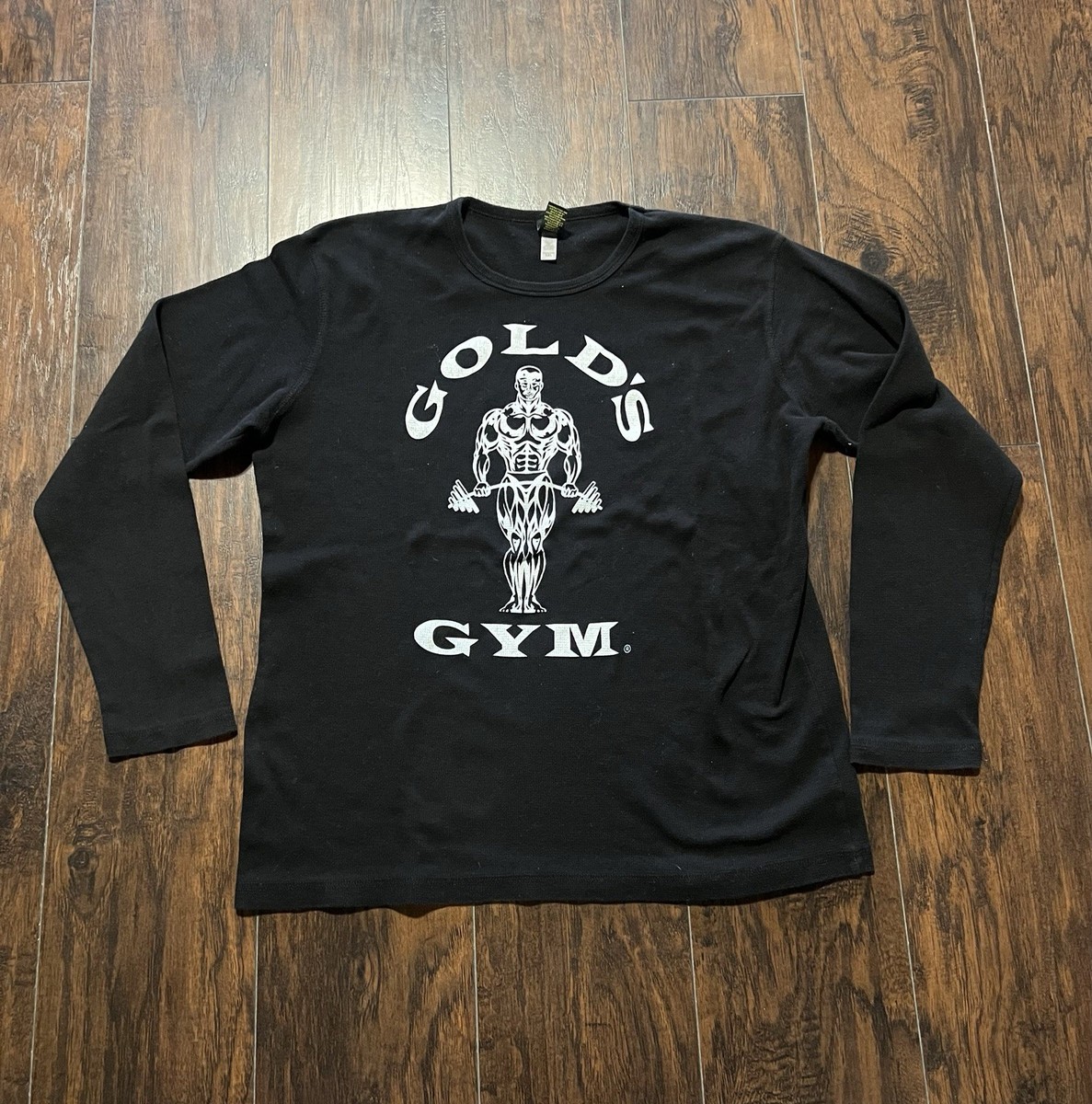 Vintage Golds Gym Thermal Shirt Mens XXL Black Venice Beach