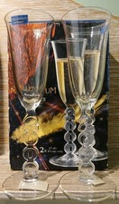 Luminarc Glass Millennium 2000 Champagne Flutes Set of 2 Boxed 22.5cm H (B.14)