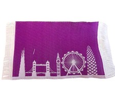 Puppenhaus London Skyline Teppich Beidseitiges Design Lila 1:12 Zubehör Klein