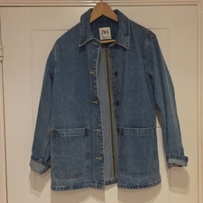 ZARA TRF Women’s Blue Denim Jacket XS Button-Up Pockets Long Sleeve