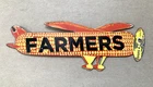 VINTAGE DSP Farmers Hybrids Corn Plane Feed Seed PUMP STATION PORCELAIN OIL SIGN