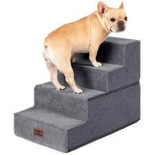 Dog Stairs for Bed 18" H, 4-Step Dog Steps for High Bed, Grey