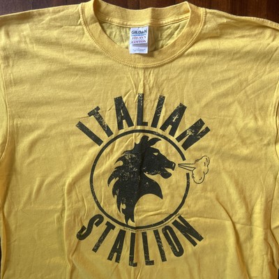 Rocky Movies Italian Stallion Tshirt Men's Size Leg MGM 2005 Yellow Black Boxing