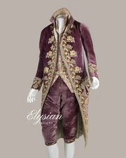 3Pc Men's Court Suit with Intricate French Embroidery For Cosplay and Gala Event
