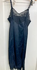 Vintage Wonder Maid Nylon Black Full Slip With Sexy Lace Trim Women's Size 36