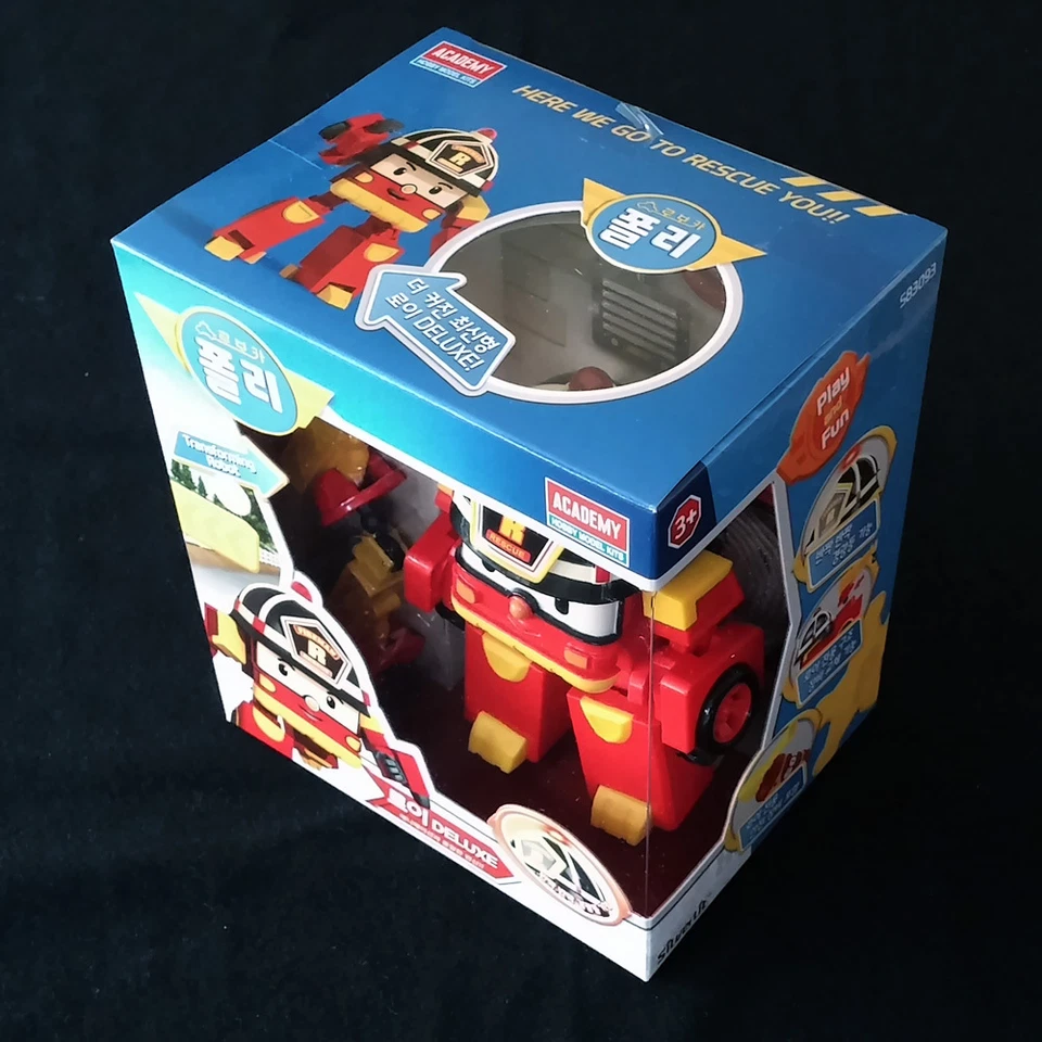 Robocar Poli DELUXE ROY Red Firetruck Transforming Robot Figure set 6" Big size - Image 3 of 4