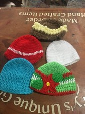 lot of 5 Handmade Crochet Baby Newborn hats new