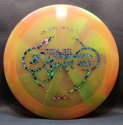 💥Discraft Pulse 2021 TS Yellow/Orange Webby Z Swirl & Chrome Mini Heart Foil 