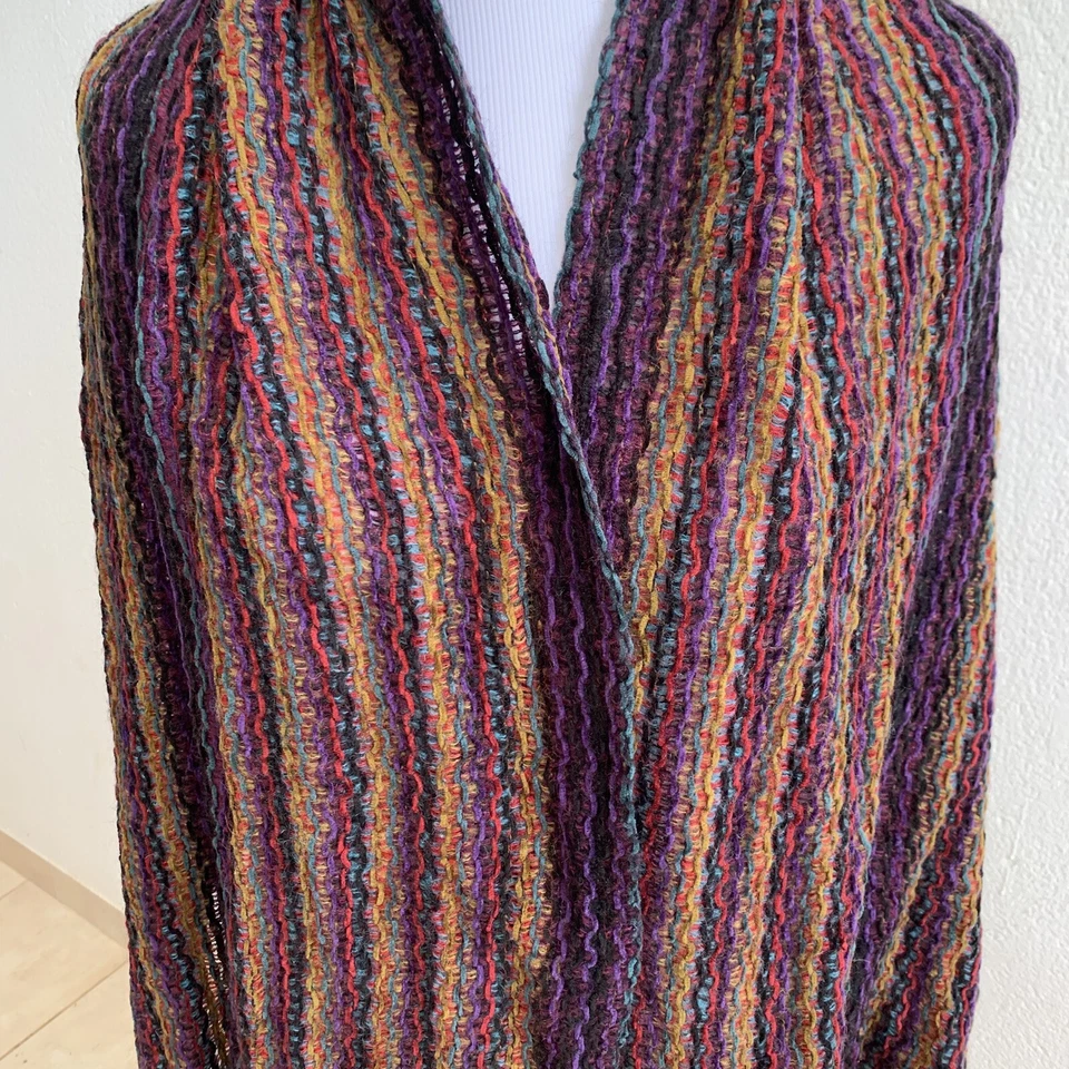 MISSONI RAYAS RECTÁNGULO PÚRPURA Bufanda Acrílica 70/23 in HECHO EN ITALIA #A24 Foto 2 de 4