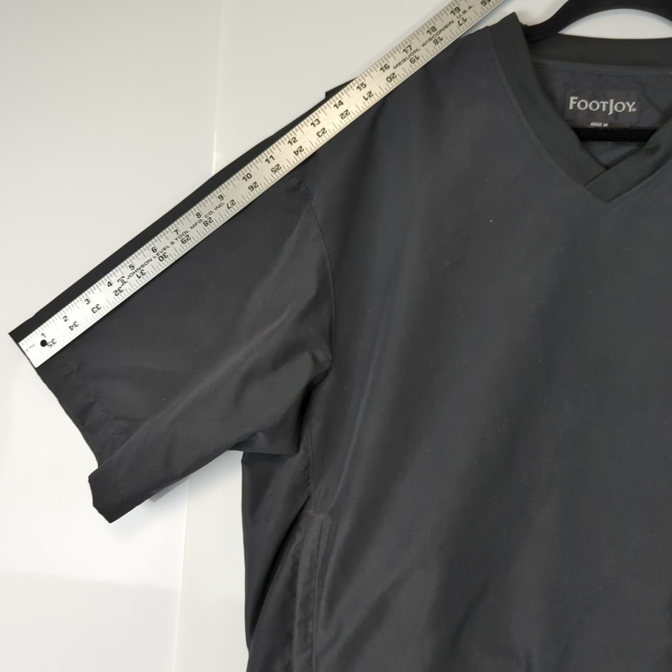 Foot Joy Golf Wind Shirt Men's Medium Black Short Sleeve Pullover V