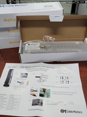 Cable matters RJ45 110 type 12 port cat6 vertical mini patch panel, QTY 4