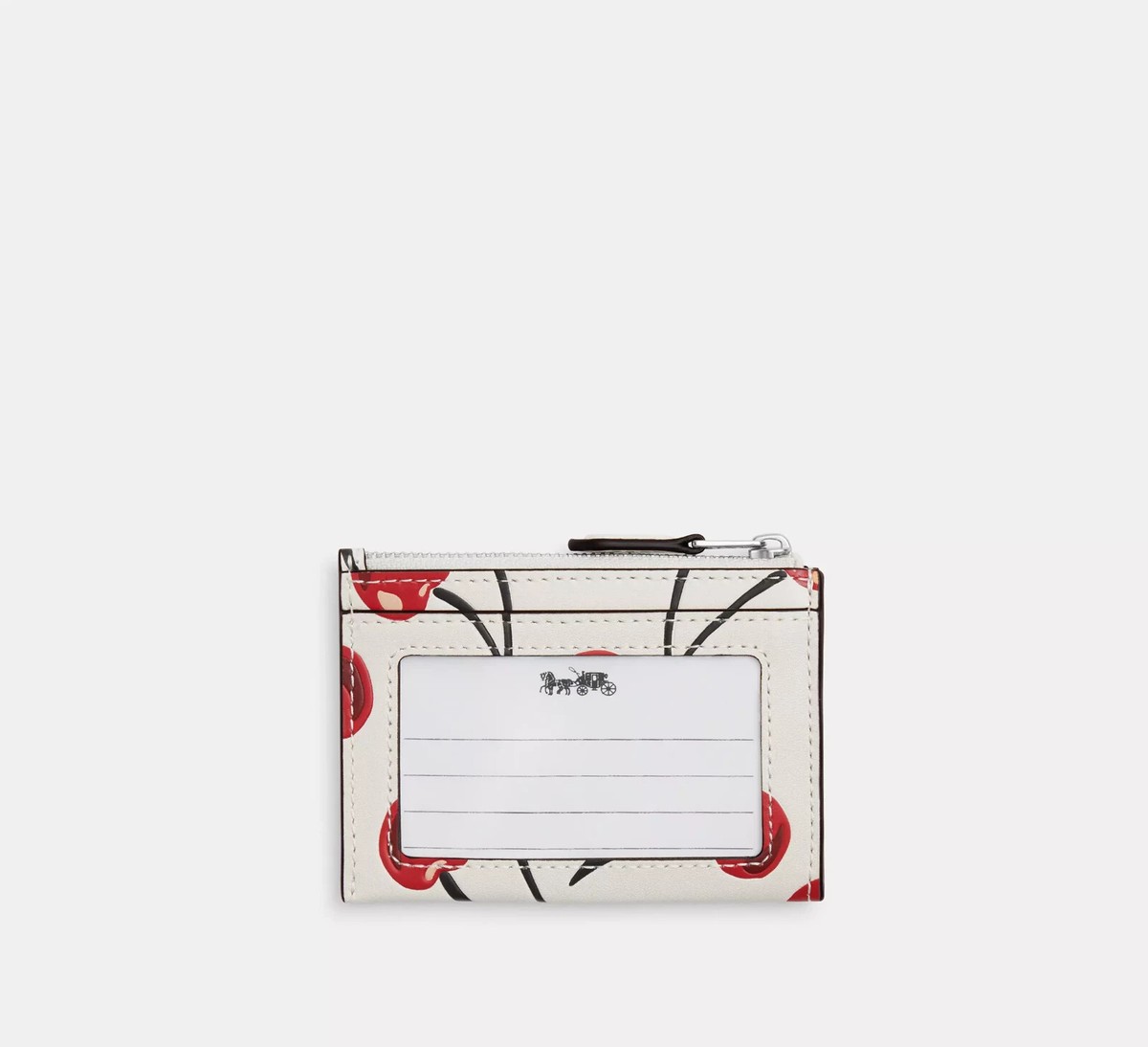 折りたたみ財布 COACH Mini Skinny Id Case With Cherry Print  CZ463 NWT Coach Mini Skinny Id Case In Leather With Cherry Print
