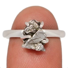 Natural Meteorite Campo Del Cielo - Argentina 925 Silver Ring s.8.5 CR69000