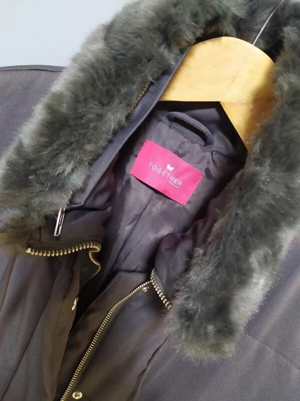 Together Padded Parka Coat Grey UK 12 LN132 LL 01 - Image 3 of 4