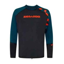 NWT BRP Sea-Doo Men's Catching Waves Long Sleeve Rashguard, Bk/Bl/Rd - Size XL