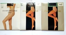 LOT OF 3-PAIR NEW EVAN-PICONE WOMEN'S CONTROL TOP SHEER LEG SHADOW TOE PANTYHOSE