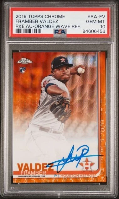 2019 Topps Chrome Rookie Auto Orange Refractor Framber Valdez PSA 10