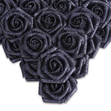 Black Glitter Roses50PCS Fake Roses Glitter Flowers for Crafts DIY Wedding Bo...