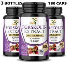 Coleus Forskohlii Forskolin Extract 2000mg 20% Standardized Vegan 180 Capsules