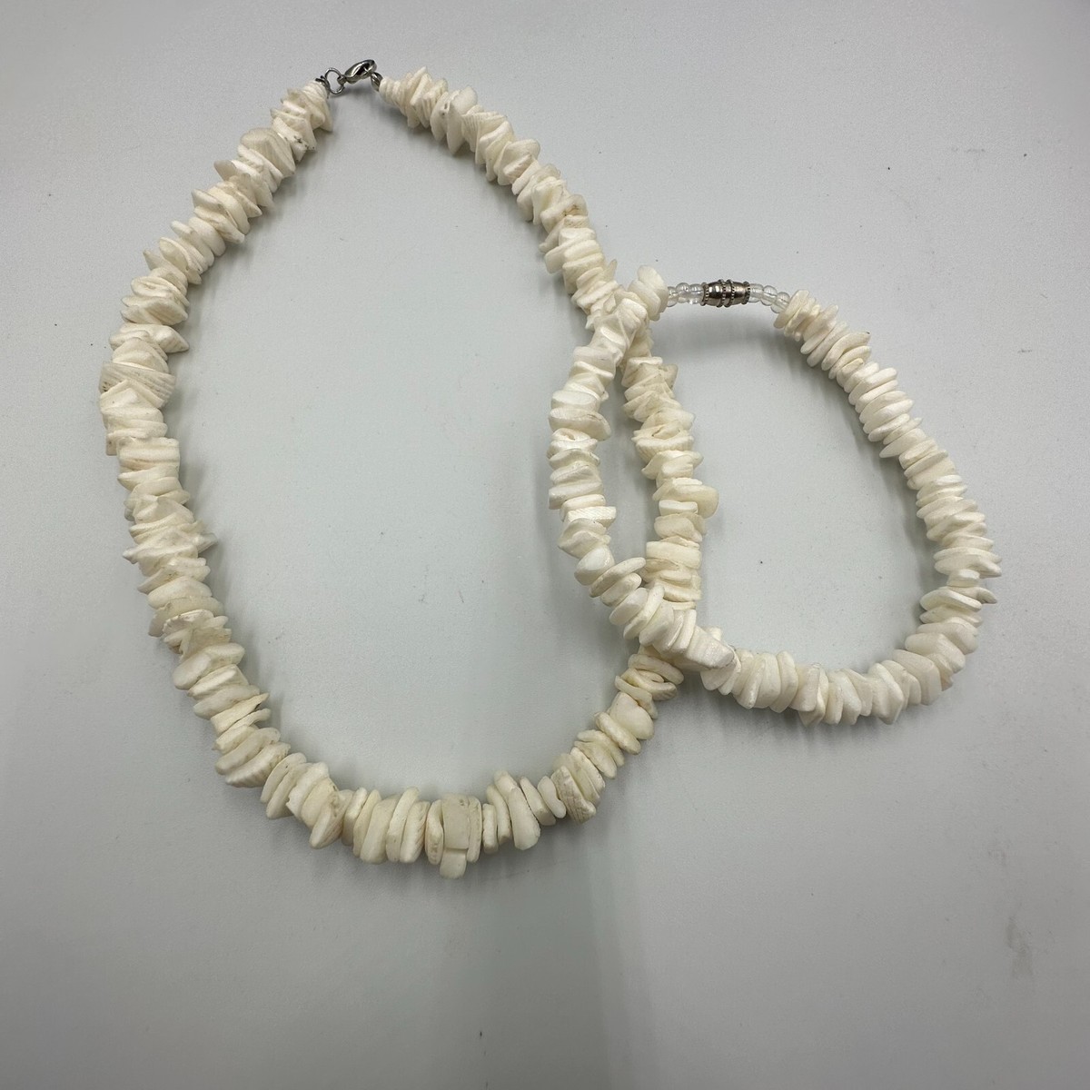 Puka Shell Necklace Anklet Set Matching Summer Beach Hawaii Surfer