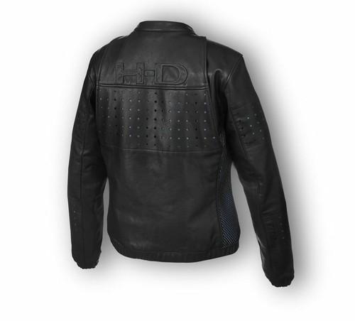 HARLEY DAVIDSON MOTO NASHUA WOMENS LEATHER MESH JACKET MEDIUM 97046-19EW - Picture 2 of 2